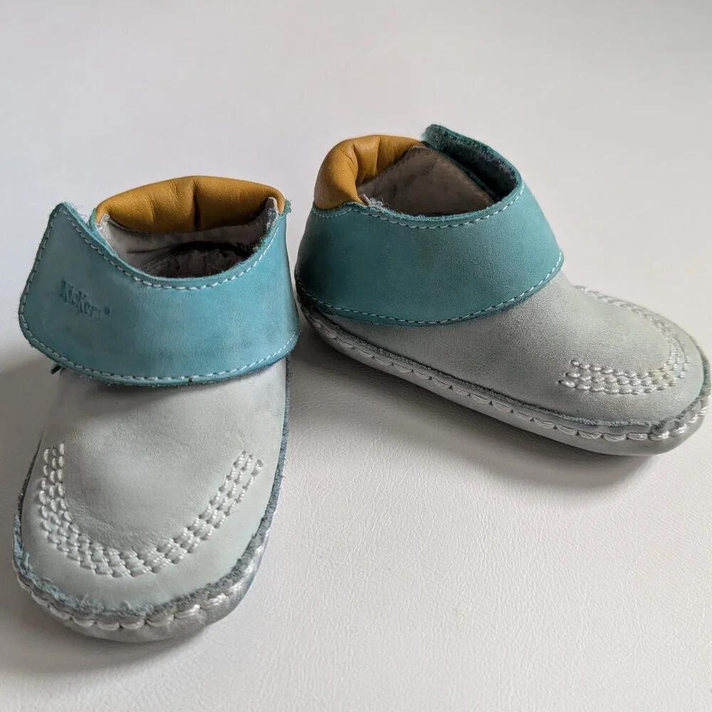 Kickers Boy's Leather Baby Shoes 6 Months/Size U.S. 3 Blue